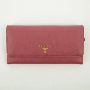 Prada Pink Saffiano Leather Long Wallet #2466