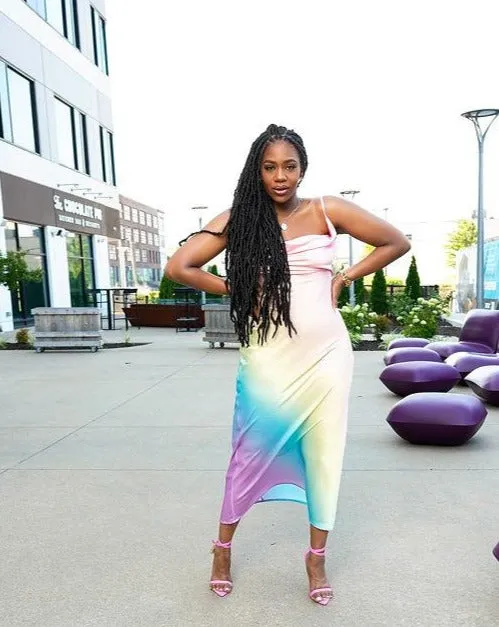Promises | Satin Slip Dress | Rainbow