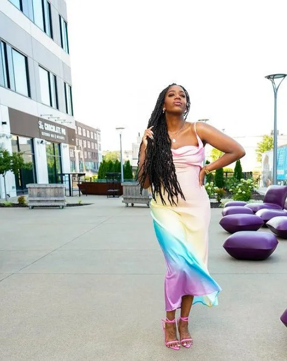 Promises | Satin Slip Dress | Rainbow