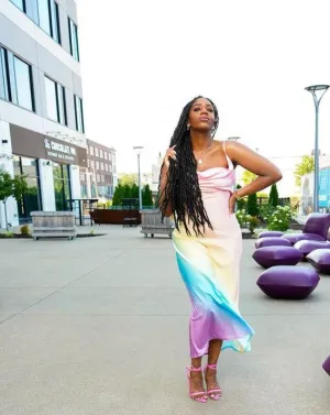 Promises | Satin Slip Dress | Rainbow