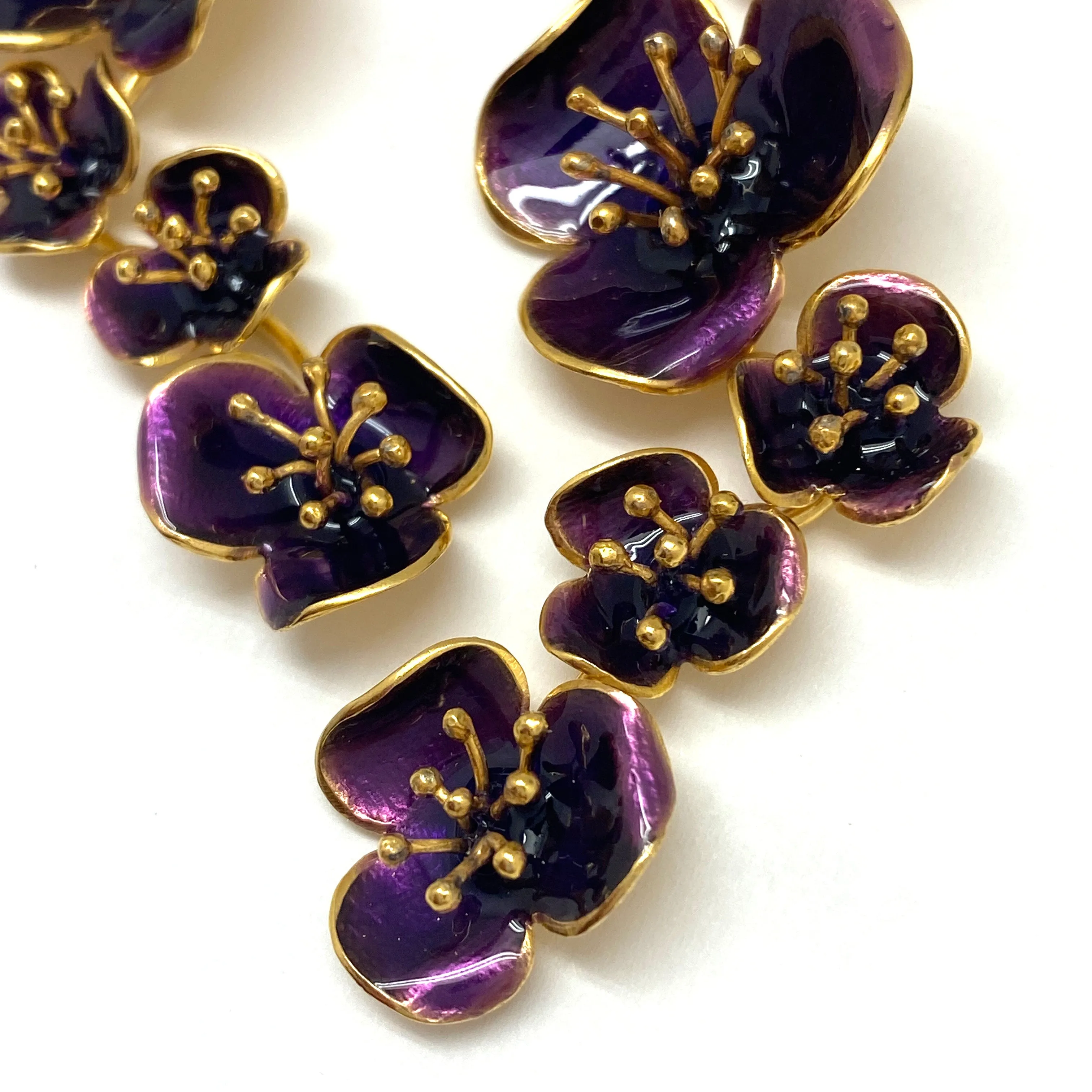 Purple Five Flower Post Earrings
