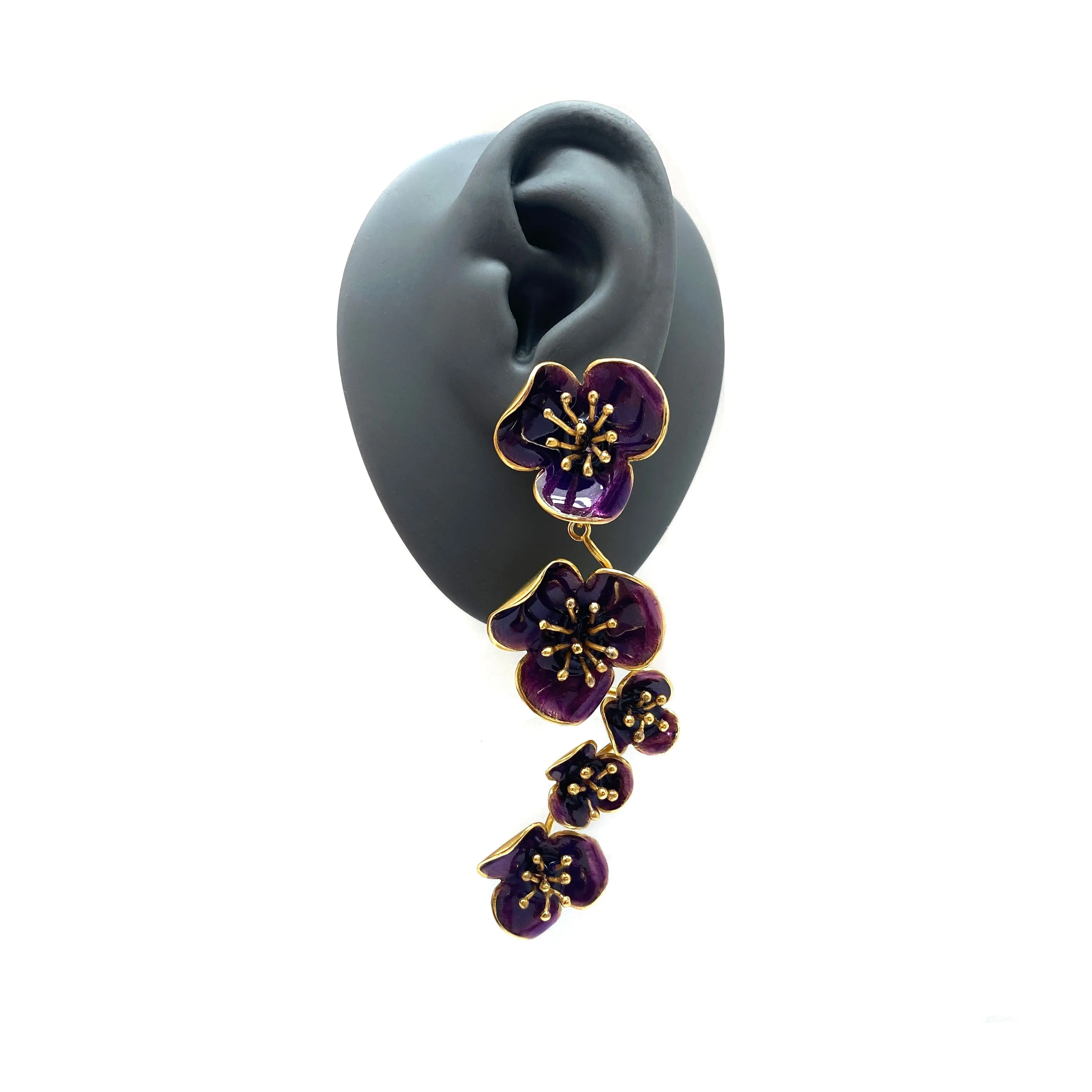 Purple Five Flower Post Earrings