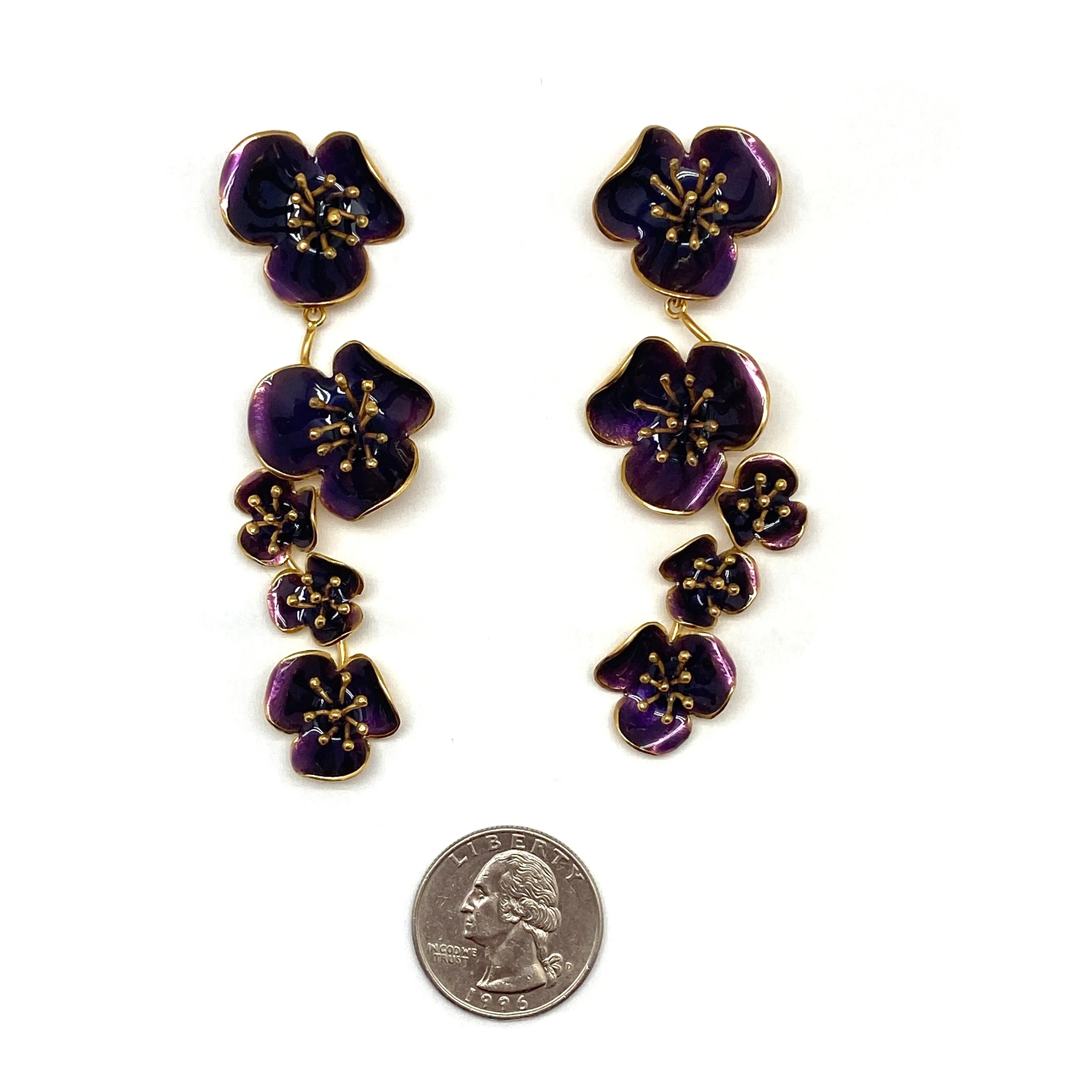 Purple Five Flower Post Earrings