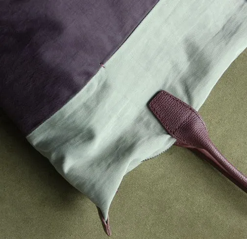 Purple Womens Nylon Shoulder Handbag Womens Nylon Contrast Color Purple Shoulder Work Purse Nylon for Ladies