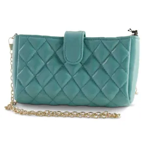 Quilted Faux Leather Wallet Purse - Turquoise