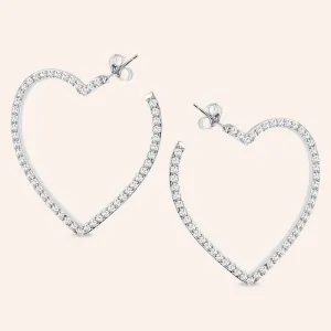 "Lysha" 4.8CTW Pave Inside-outside Heart 1.7" Hoops