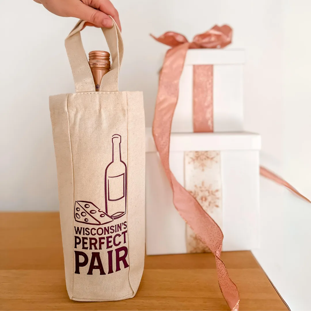 "Wisconsin's Perfect Pair" Single Wine Tote