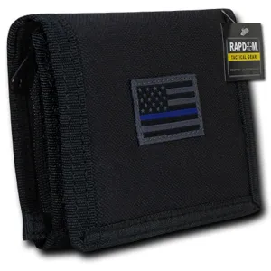 RapDom USA Tonal Black Thin Blue Line American Flag Tactical Tri-Fold Wallet