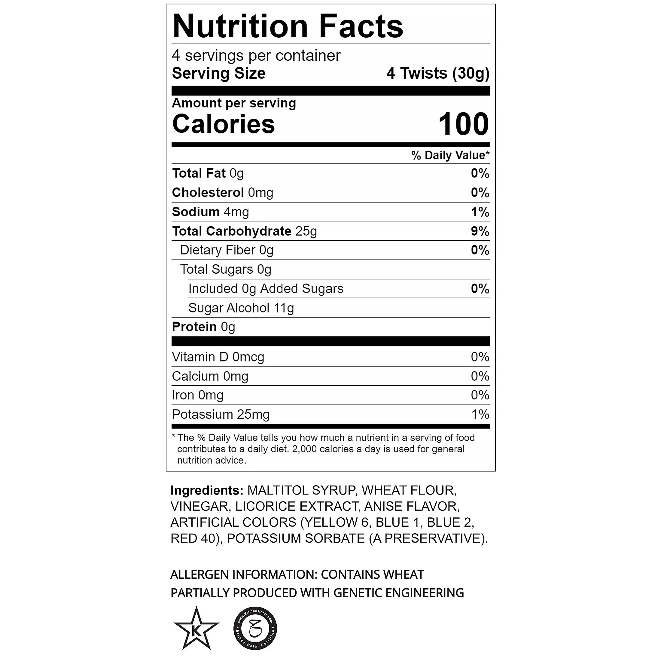 Red Vines Sugar Free Twists, Black Licorice Soft Chewy Candy, 5oz