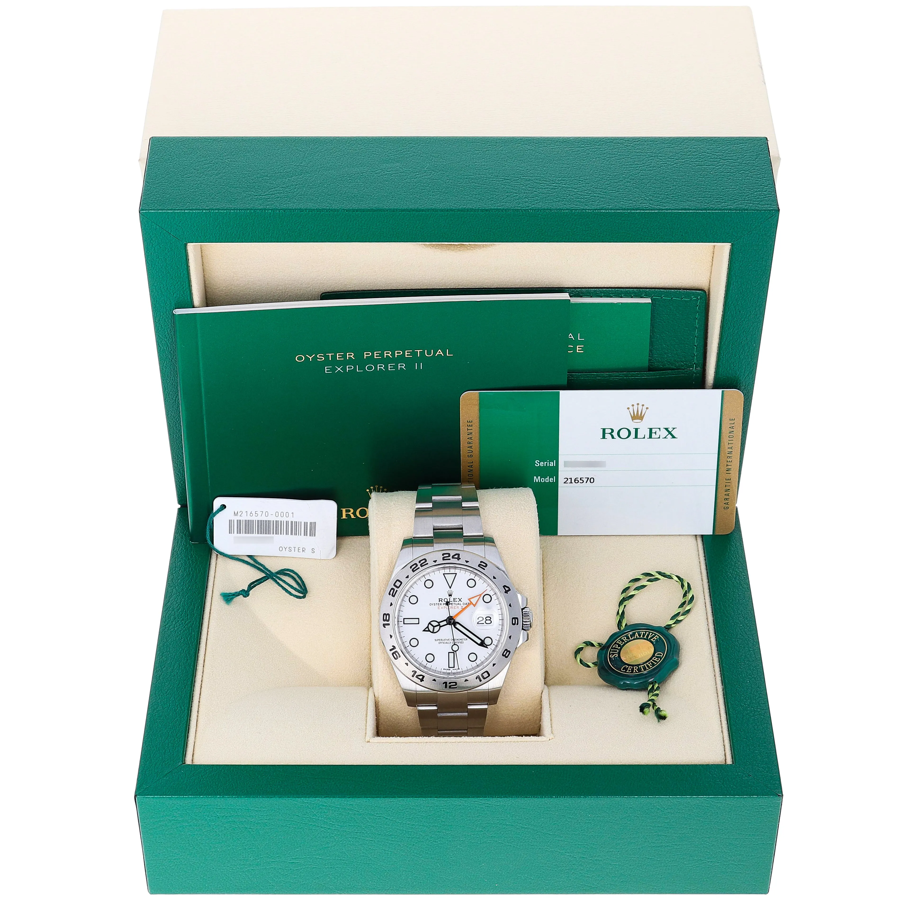Rolex Explorer II 216570 Box & Papers 2017 White Polar Steel 42 mm