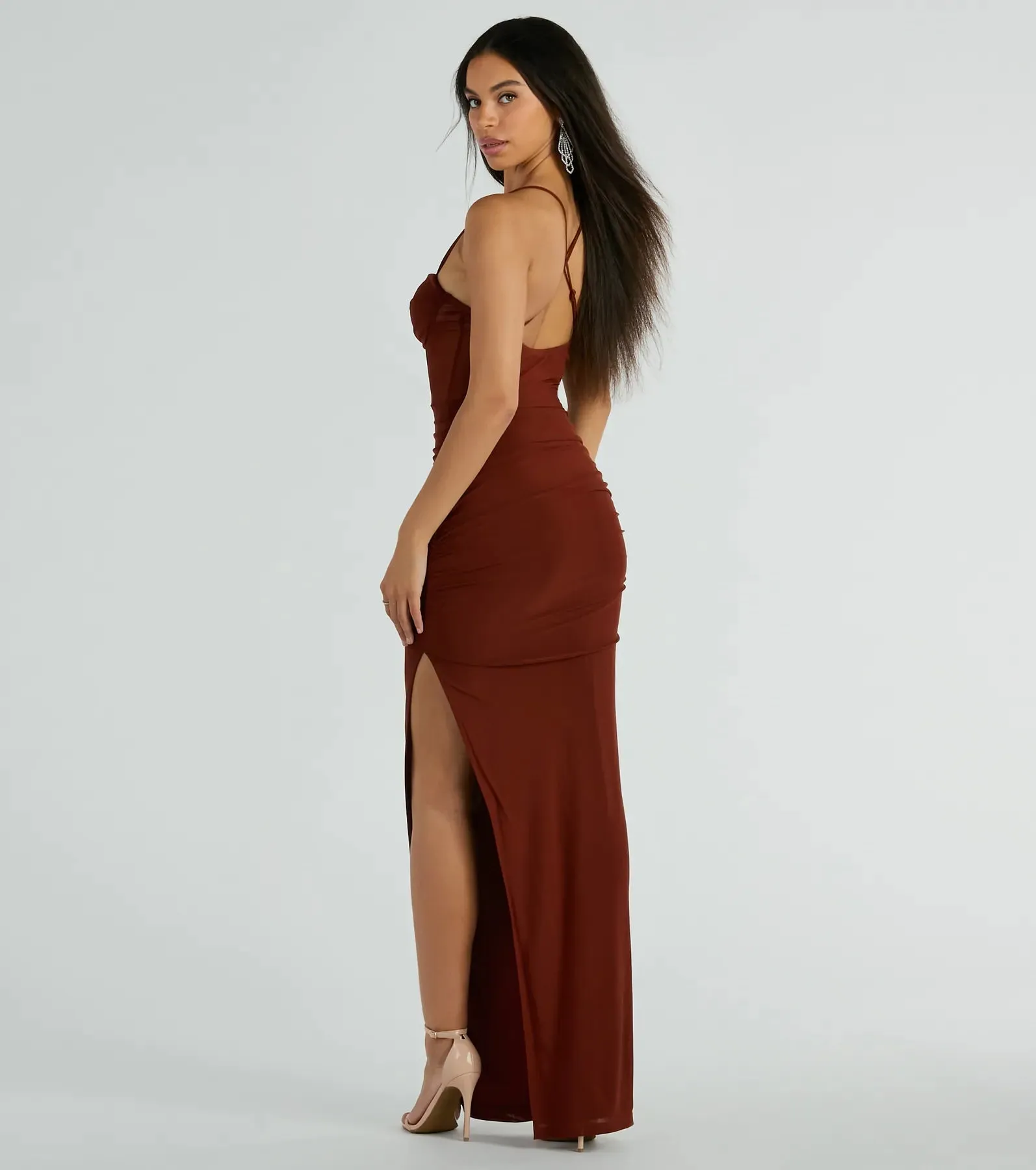 Rose Formal Mesh Corset Long Dress