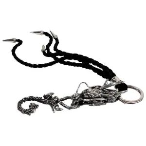 Ruby Eye Dragon Silver Leather Keychain