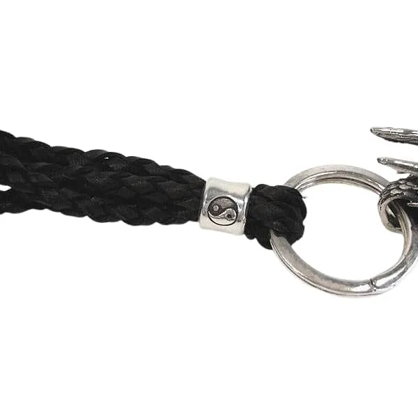 Ruby Eye Dragon Silver Leather Keychain