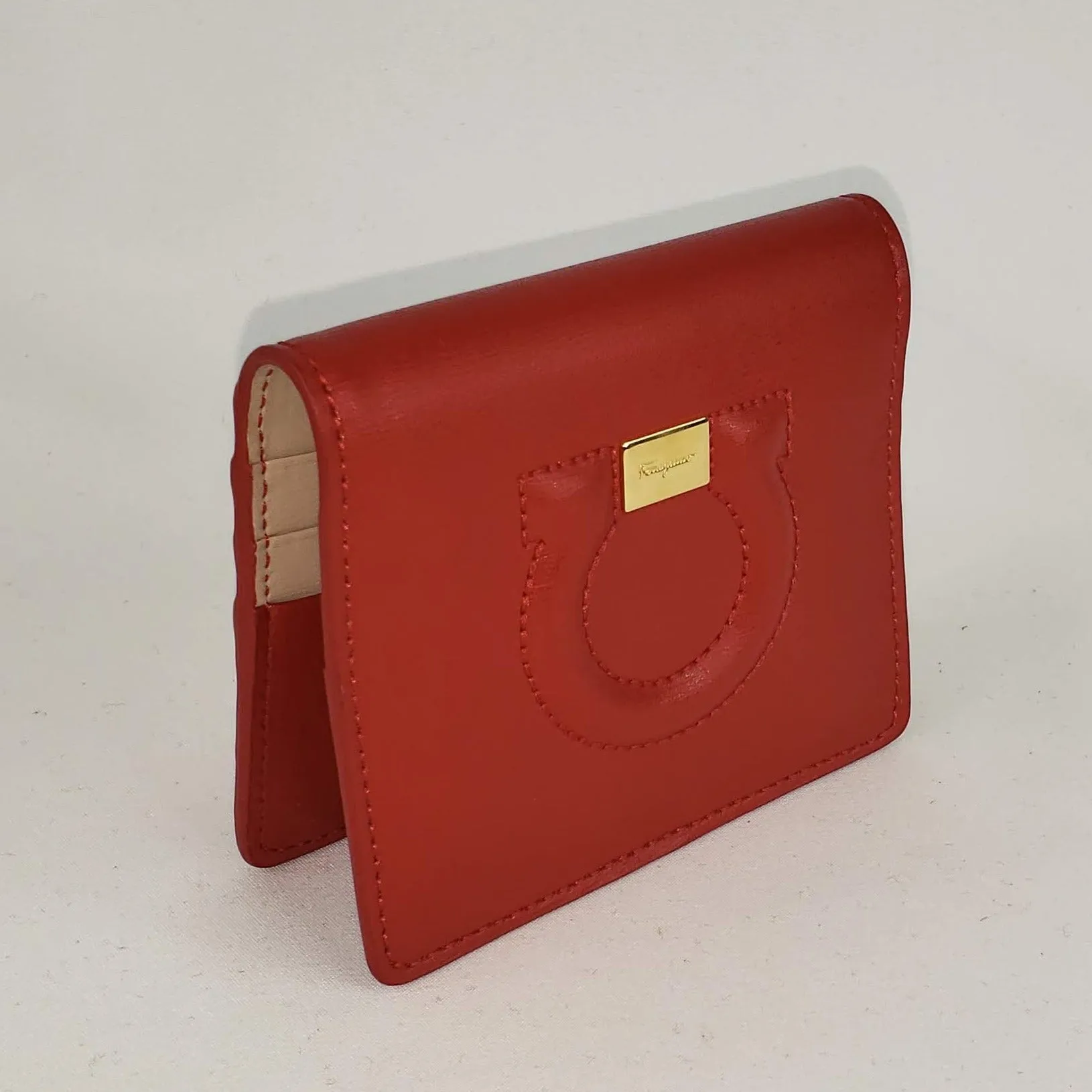Salvatore Ferragamo Gancini City French Wallet in Lipstick Red