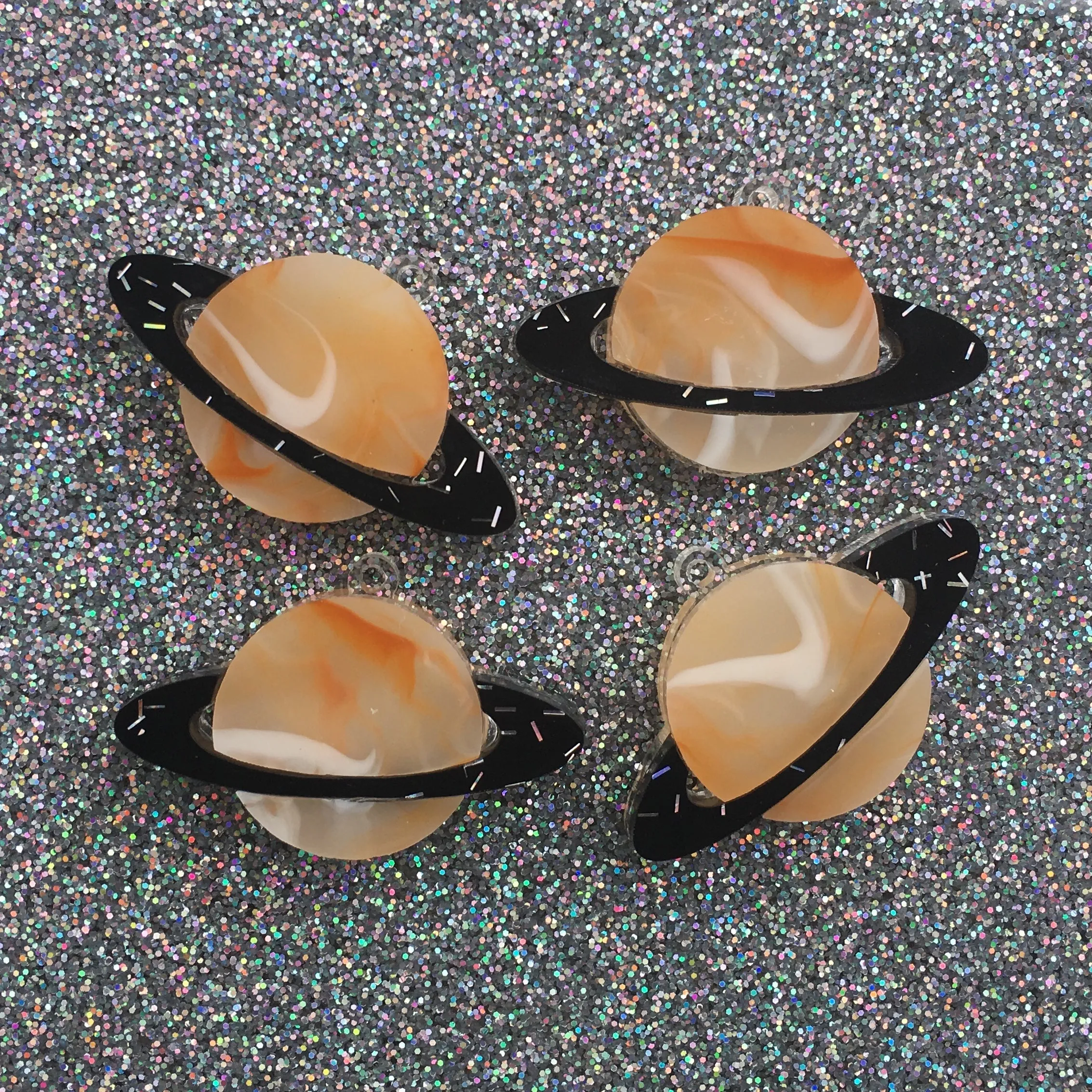 Saturn Planets for Earrings / 12 Pieces, 35mm