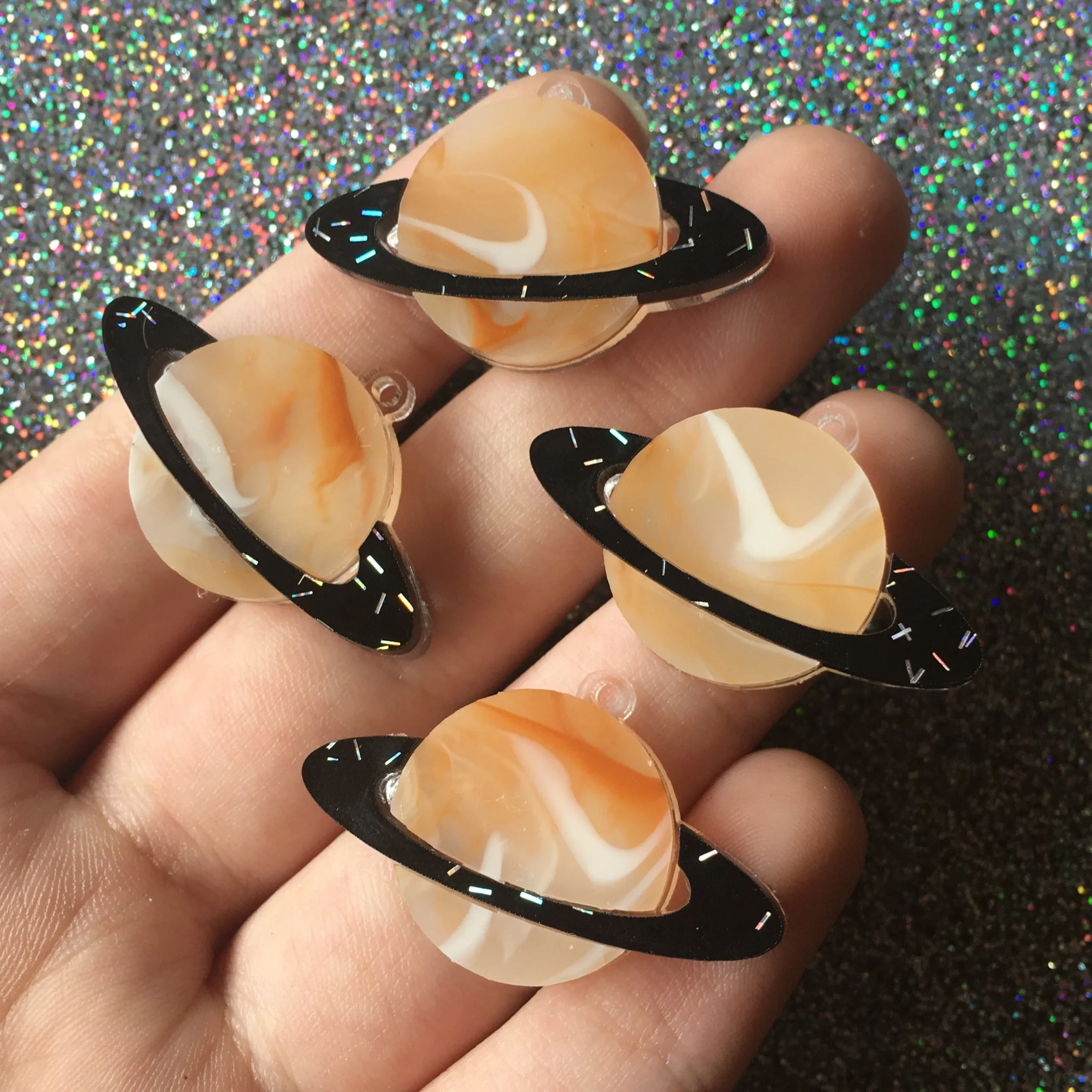 Saturn Planets for Earrings / 12 Pieces, 35mm