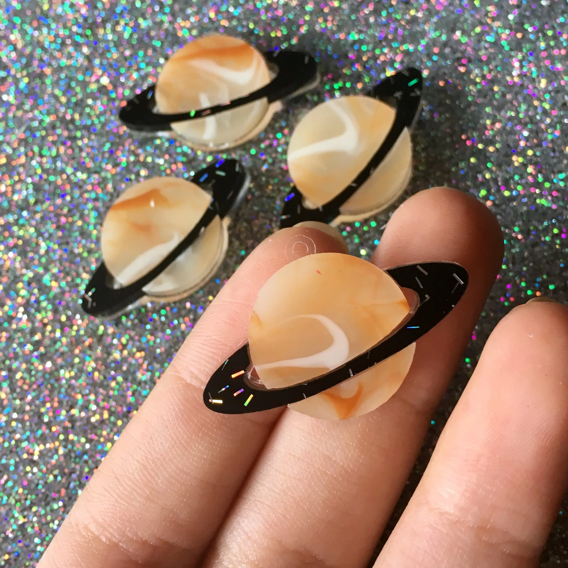 Saturn Planets for Earrings / 12 Pieces, 35mm