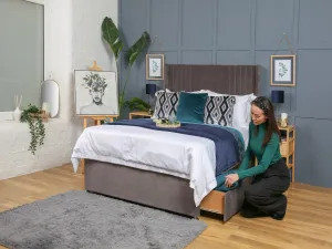 Sauvage Divan Bed Set With Mattress Options And Floorstanding Winged Headboard