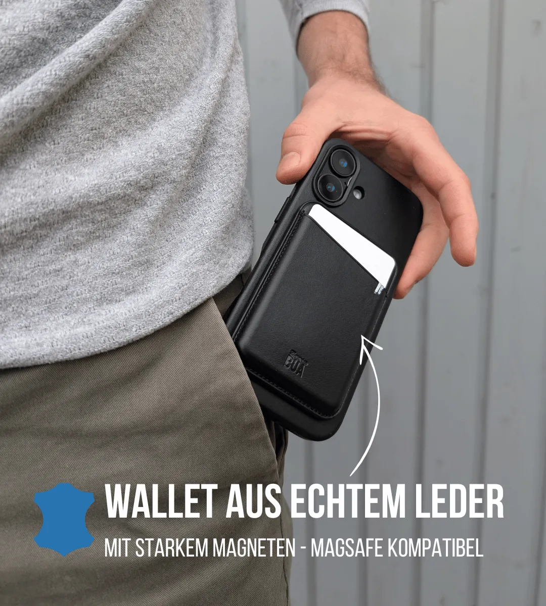 Set Hülle   Wallet | Leder Hülle für dein iPhone   Leder Wallet mit MagSafe Schwarz
