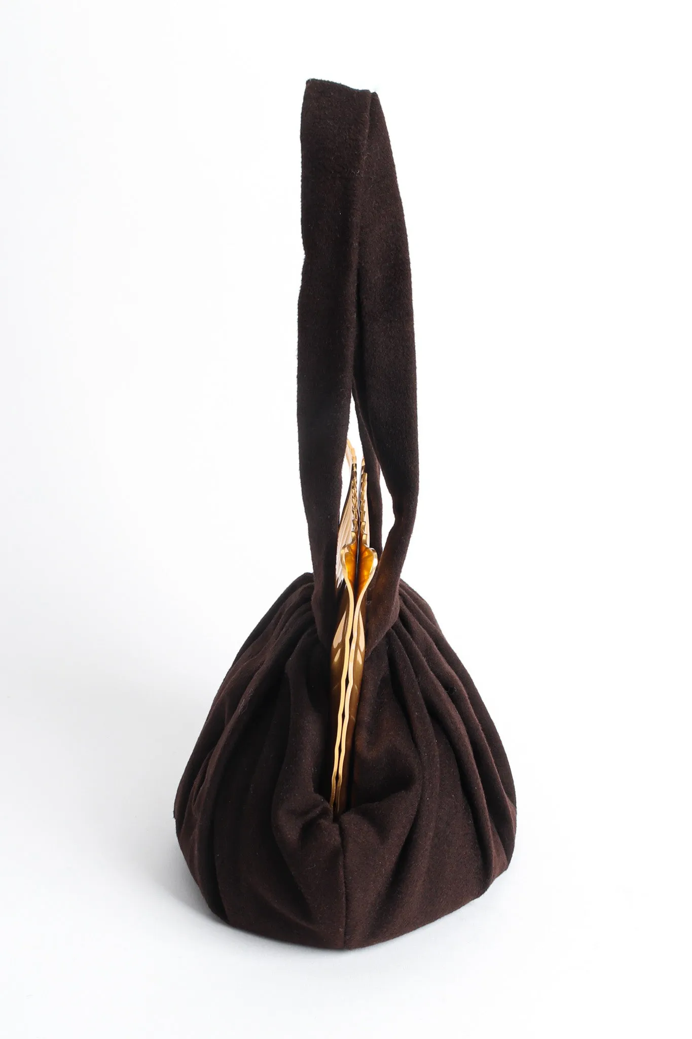 Shell Frame Wool Pouch Bag