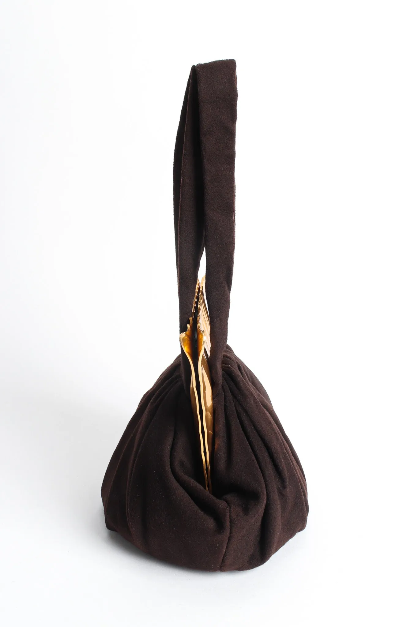 Shell Frame Wool Pouch Bag