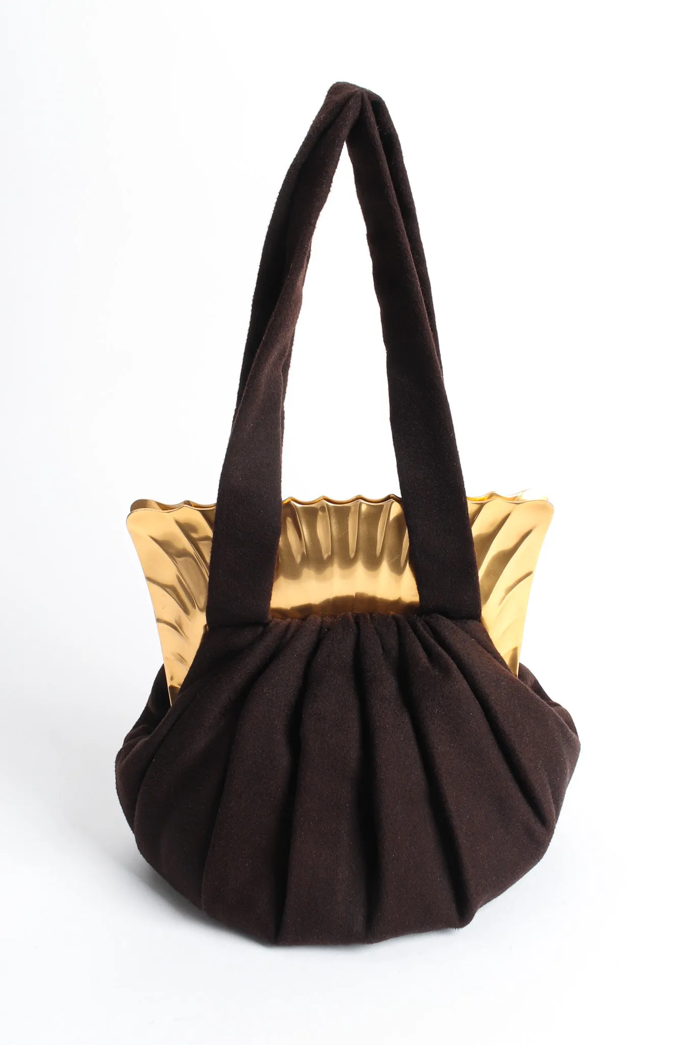 Shell Frame Wool Pouch Bag