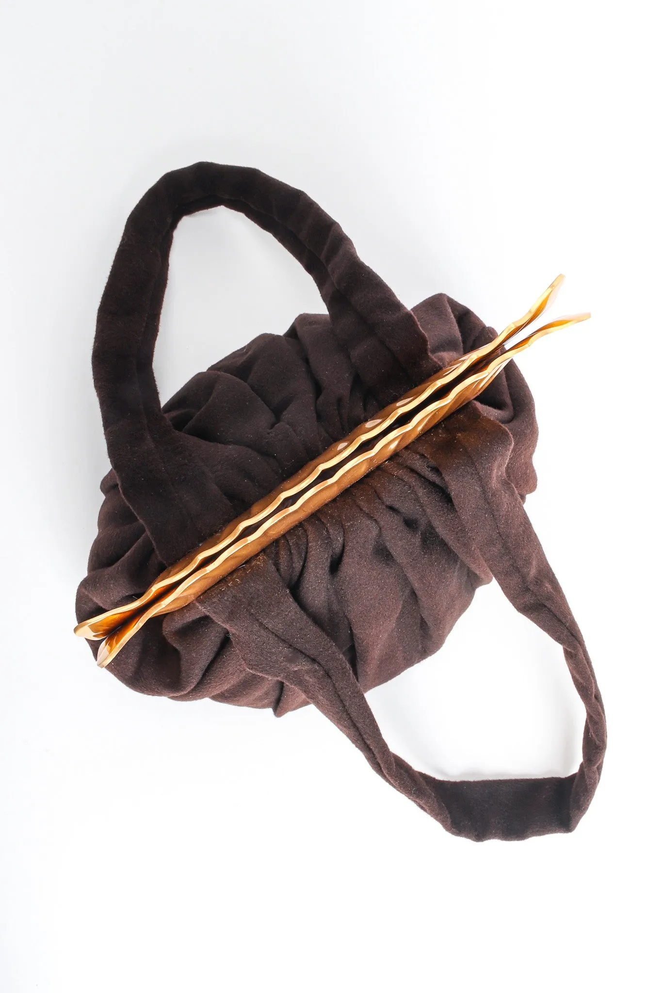 Shell Frame Wool Pouch Bag