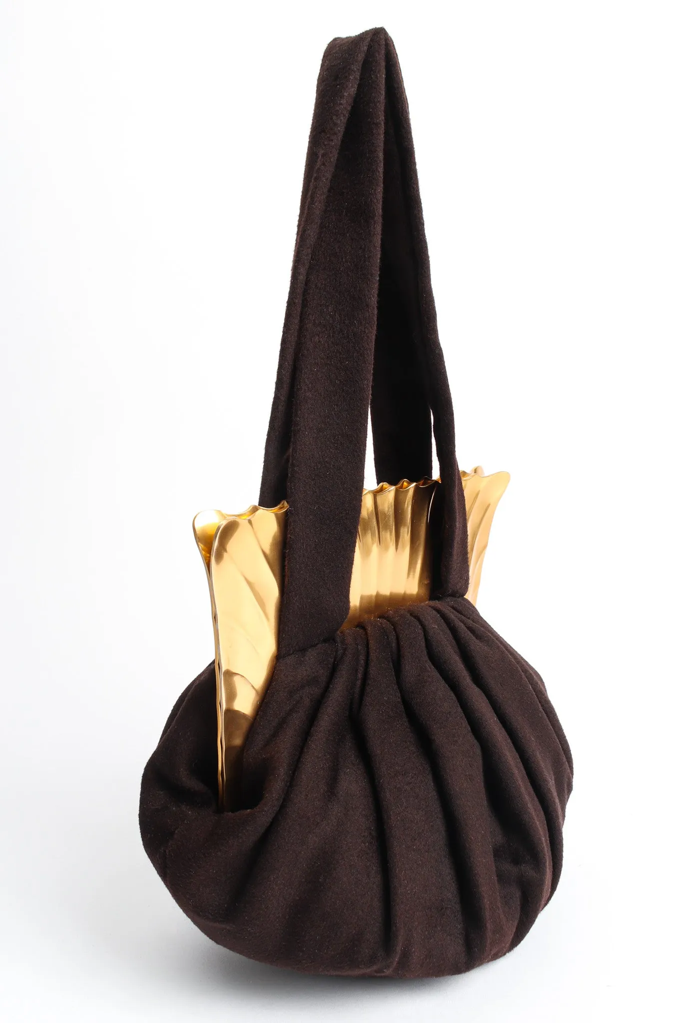 Shell Frame Wool Pouch Bag