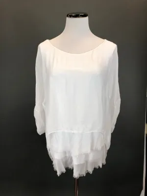 Silk Blouse with Layered Hem (Multiple Colors)
