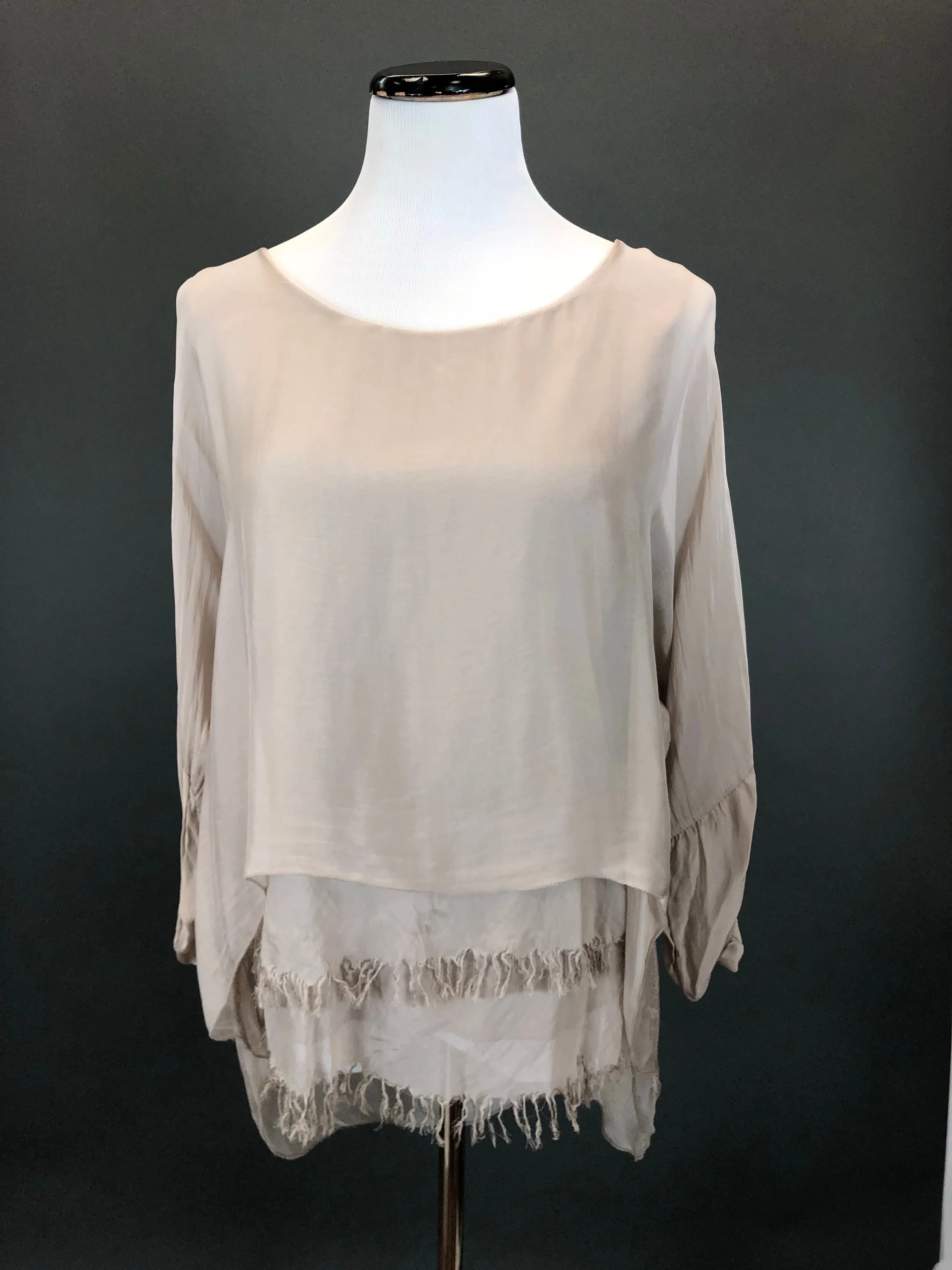 Silk Blouse with Layered Hem (Multiple Colors)