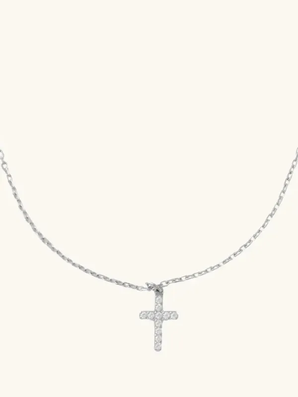 Silver Crystal Cross Necklace- Waterproof