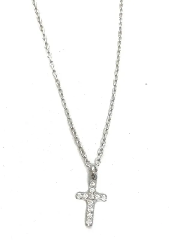Silver Crystal Cross Necklace- Waterproof