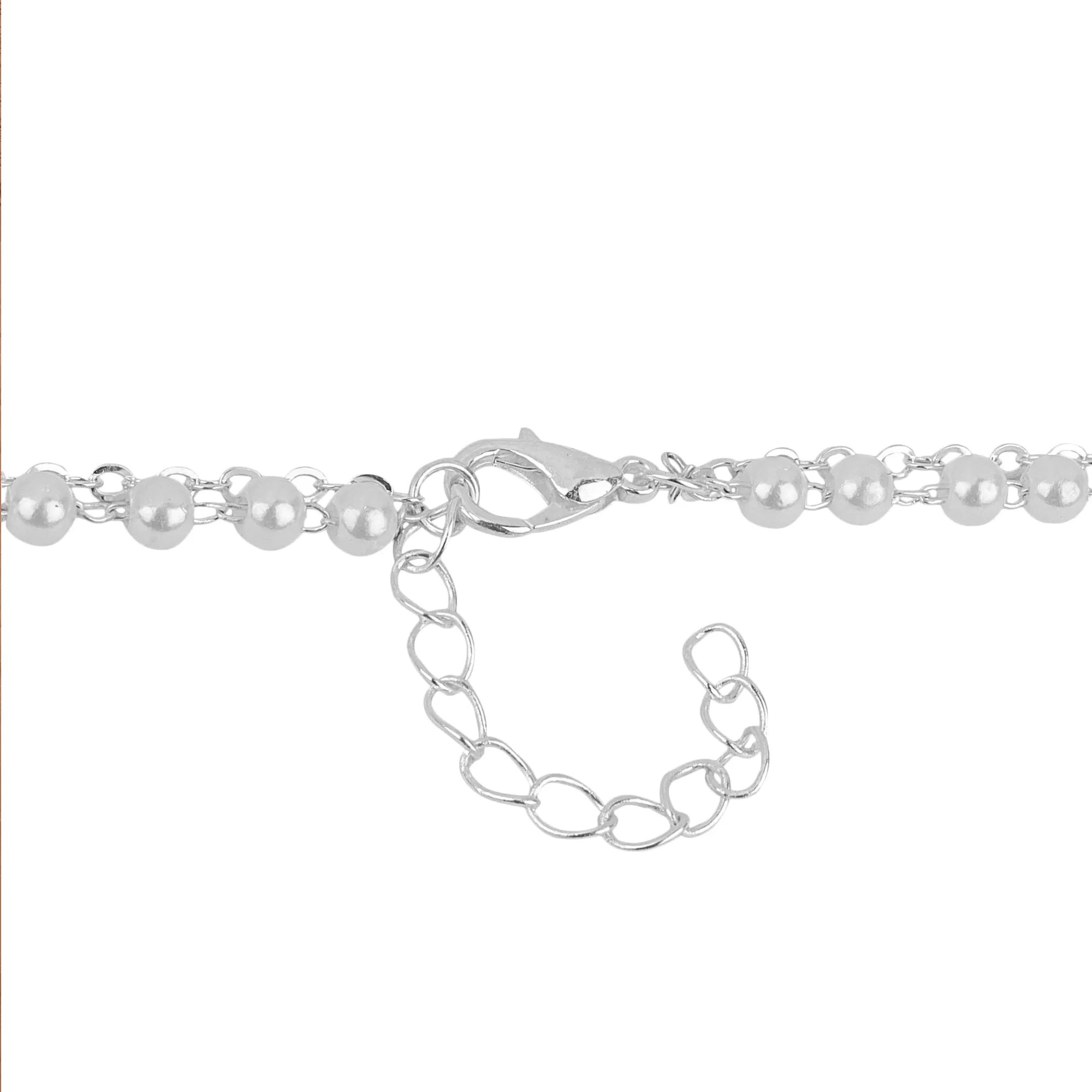 Silver Double Layered Pearl Drop Pendant