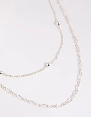 Silver Figaro Layered Necklace