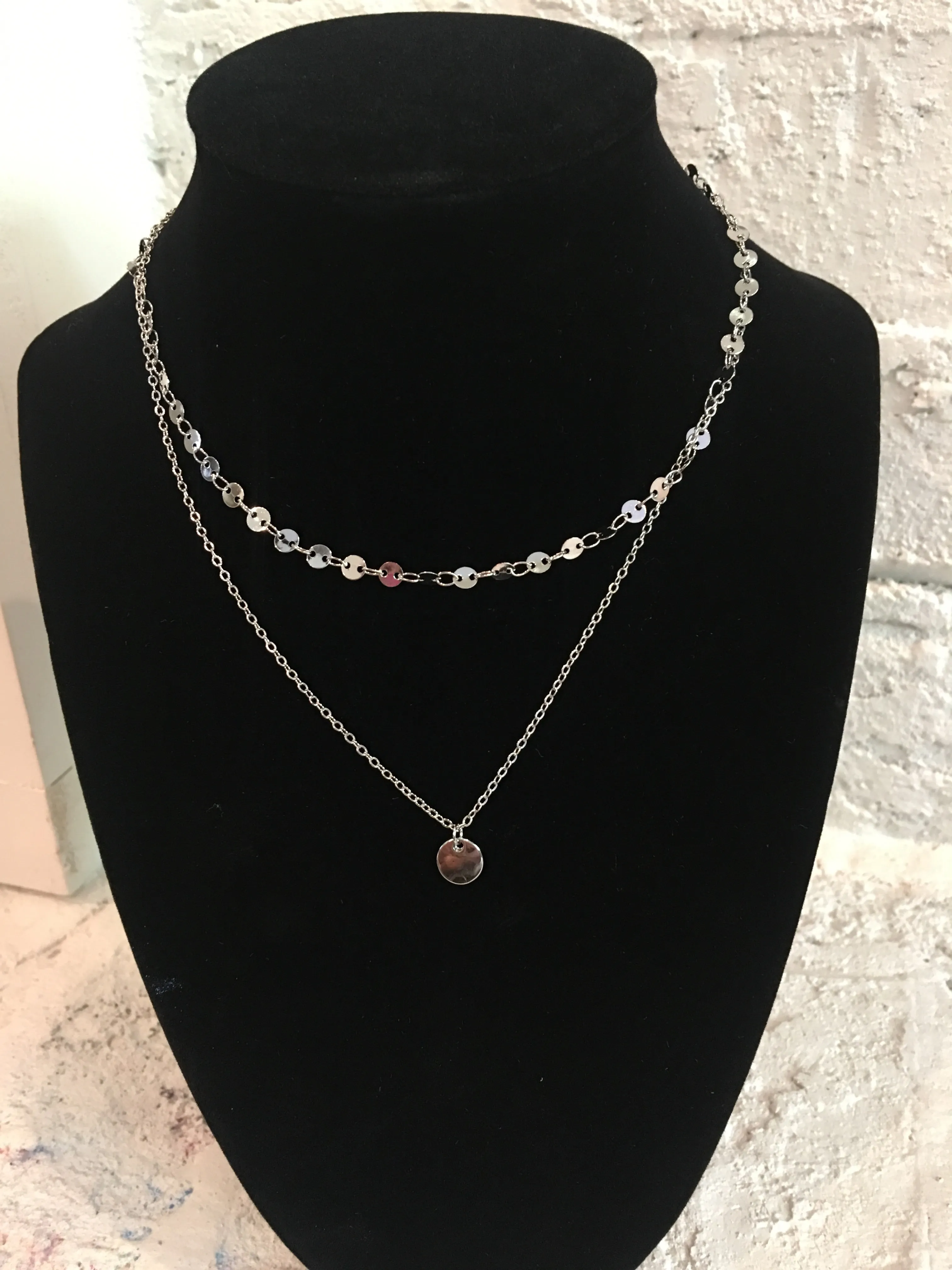 Silver layered necklace