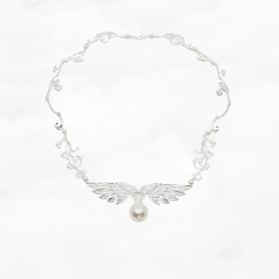 Silver Phoenix Wing Statement Necklace
