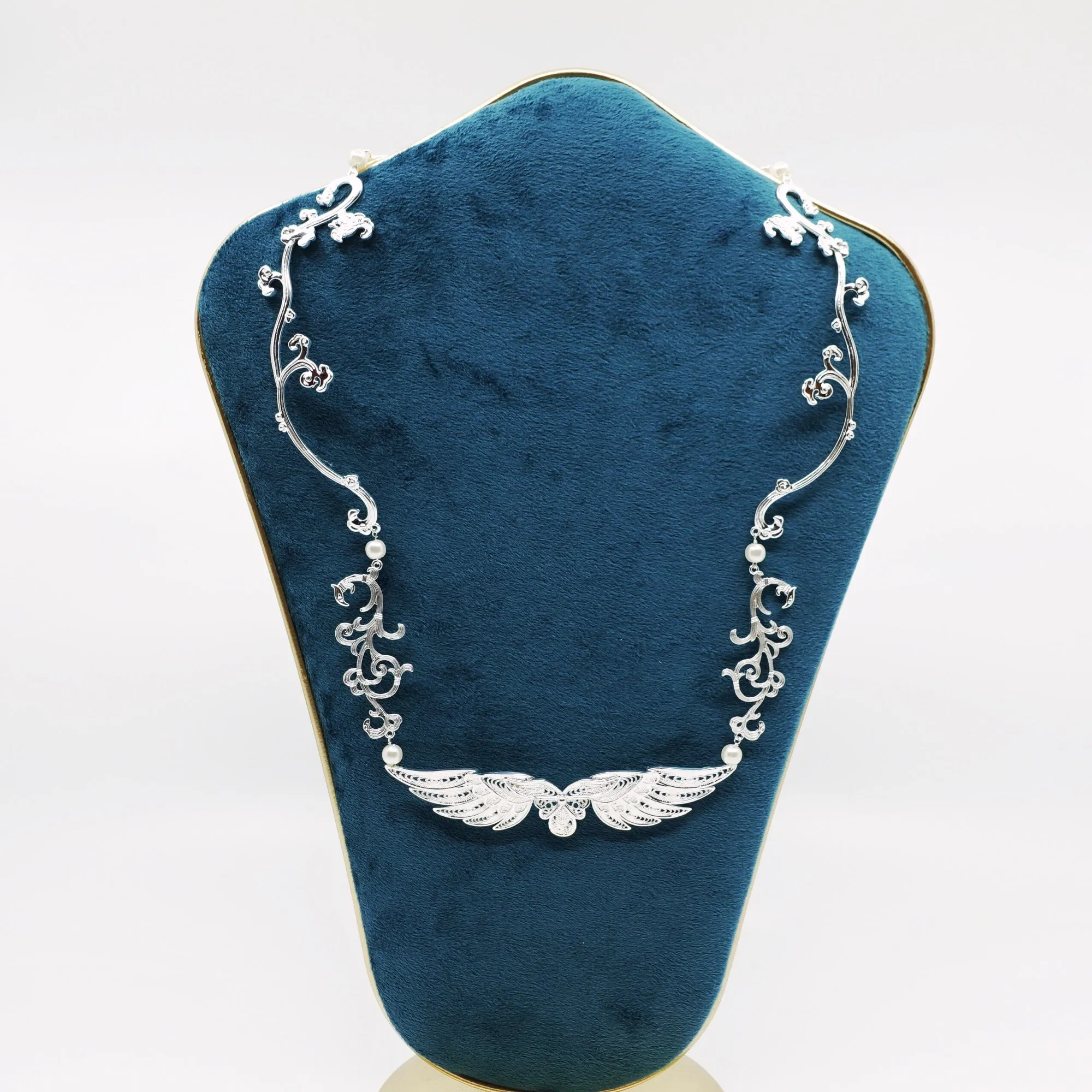 Silver Phoenix Wing Statement Necklace