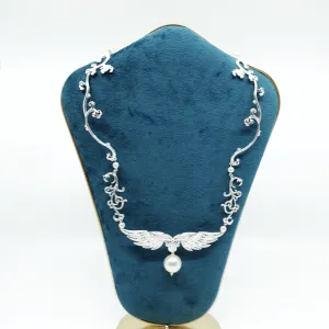 Silver Phoenix Wing Statement Necklace