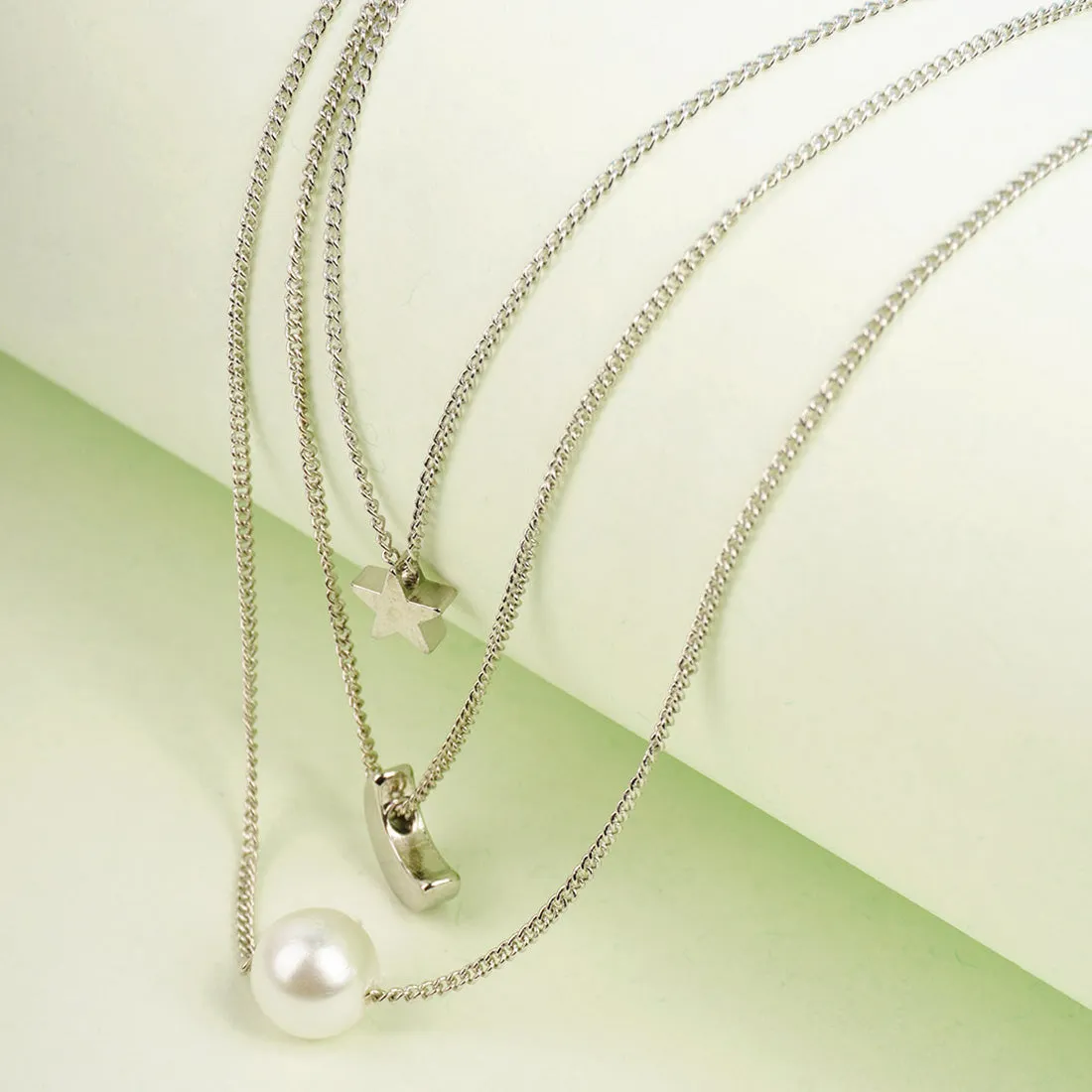 Silver- Star Moon Layered Necklace