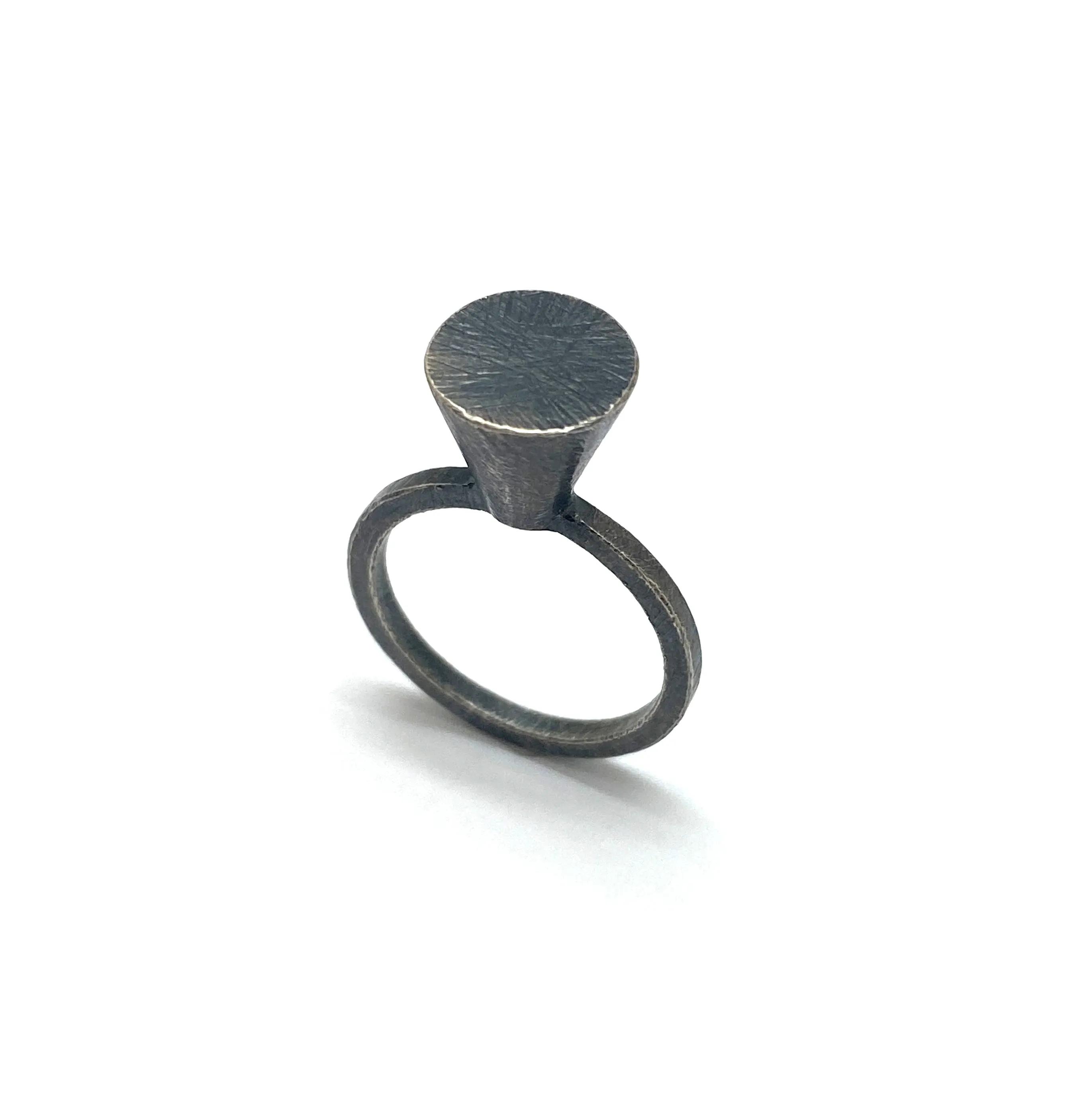 Small Circle Cone Silver Ring