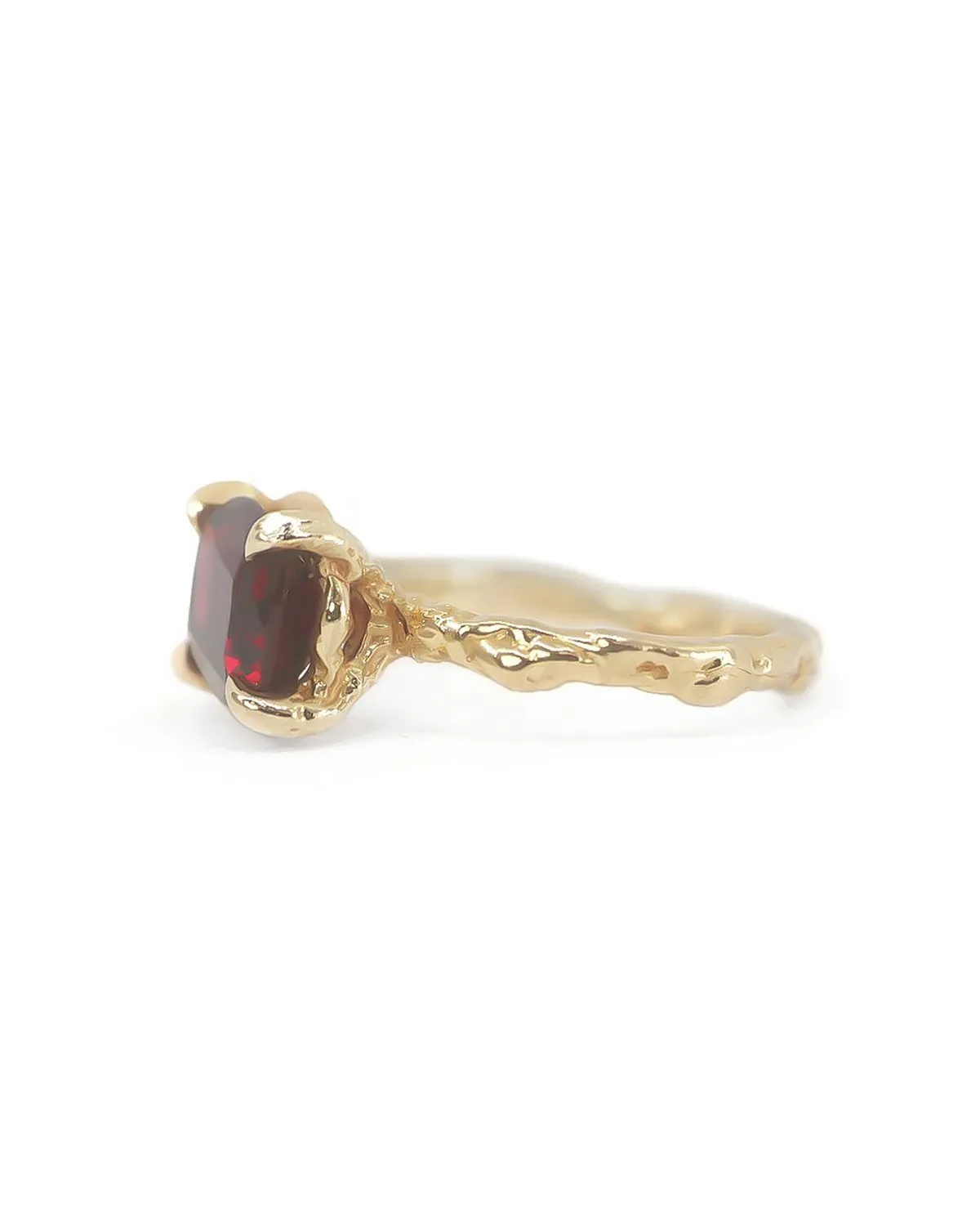 Solid Gold Garnet Statement Ring