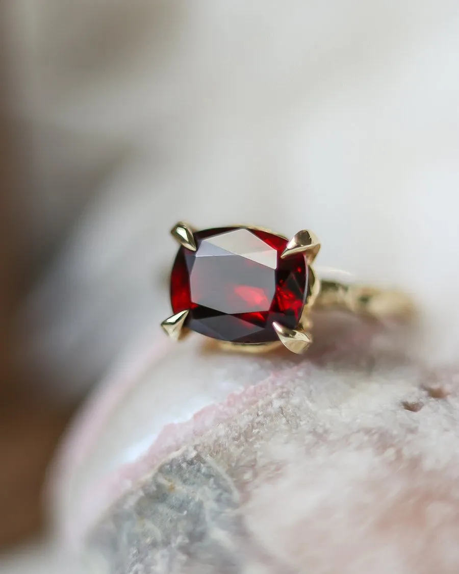 Solid Gold Garnet Statement Ring