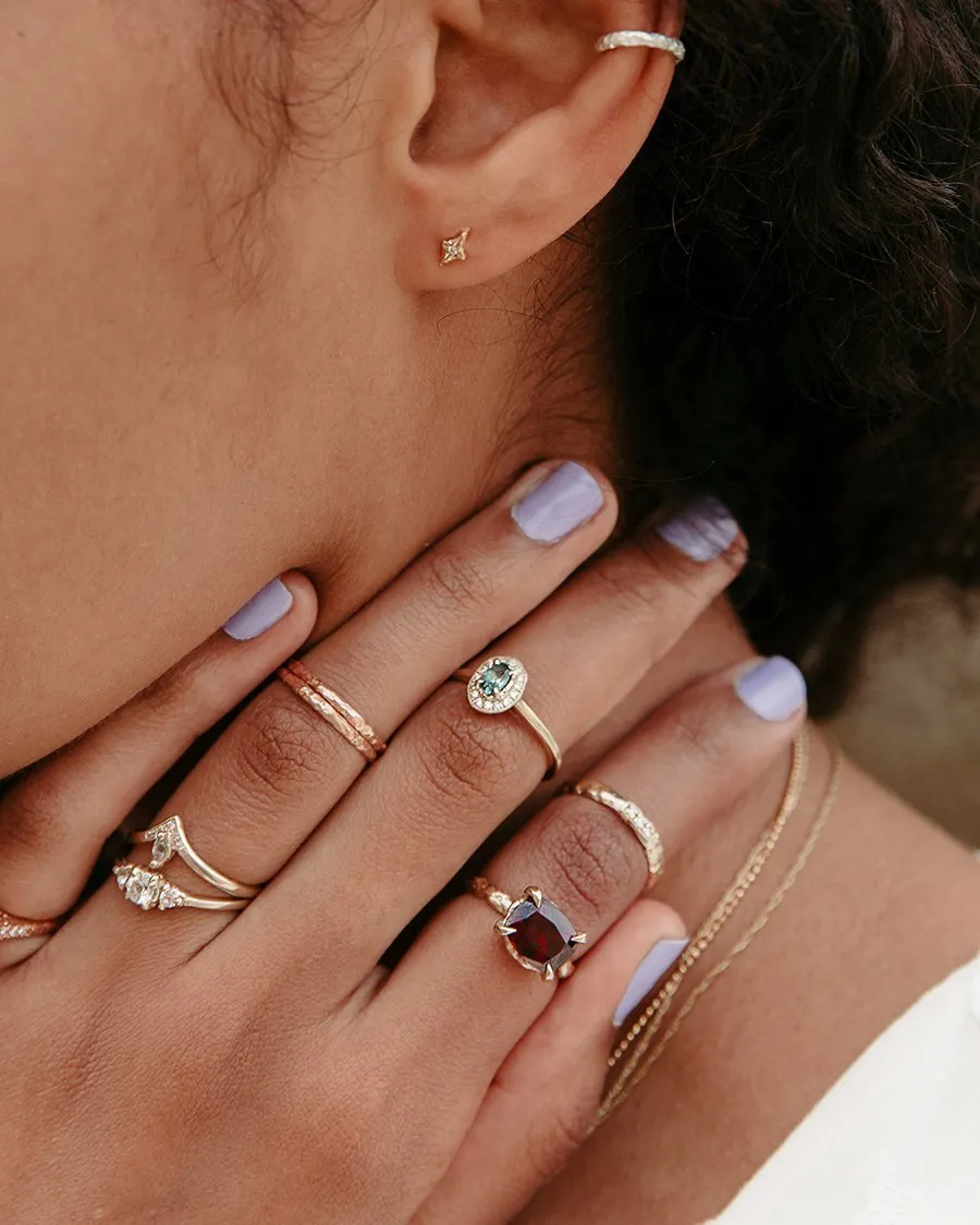 Solid Gold Garnet Statement Ring