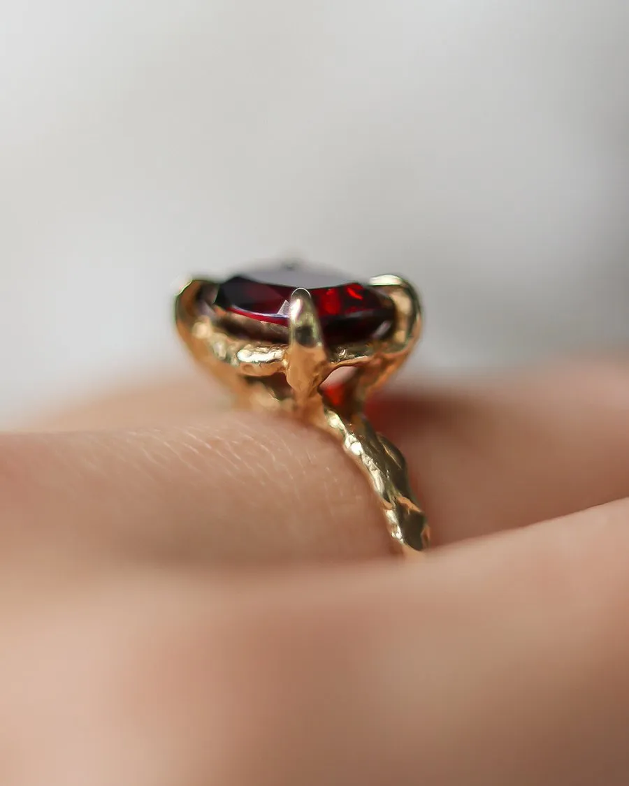 Solid Gold Garnet Statement Ring