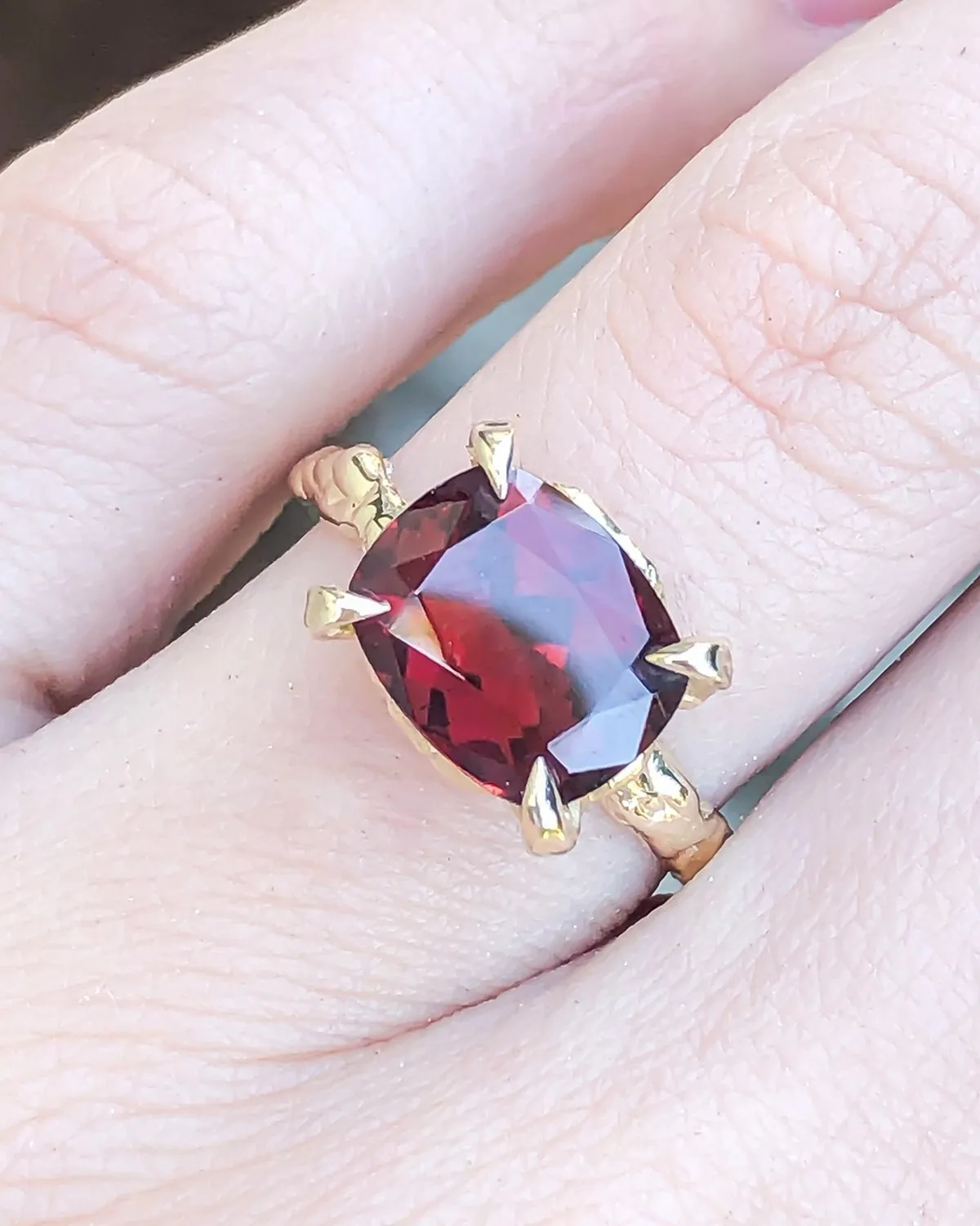 Solid Gold Garnet Statement Ring