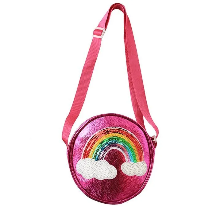 Sparkle Sisters Round Sequin Rainbow Purse - Hot Pink
