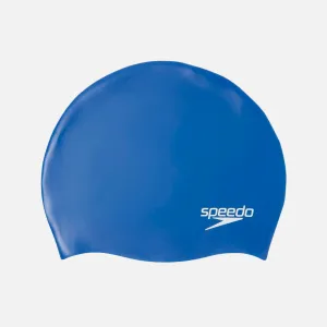 Speedo Moulded Silicone Junior Plain Swim Cap -Blue