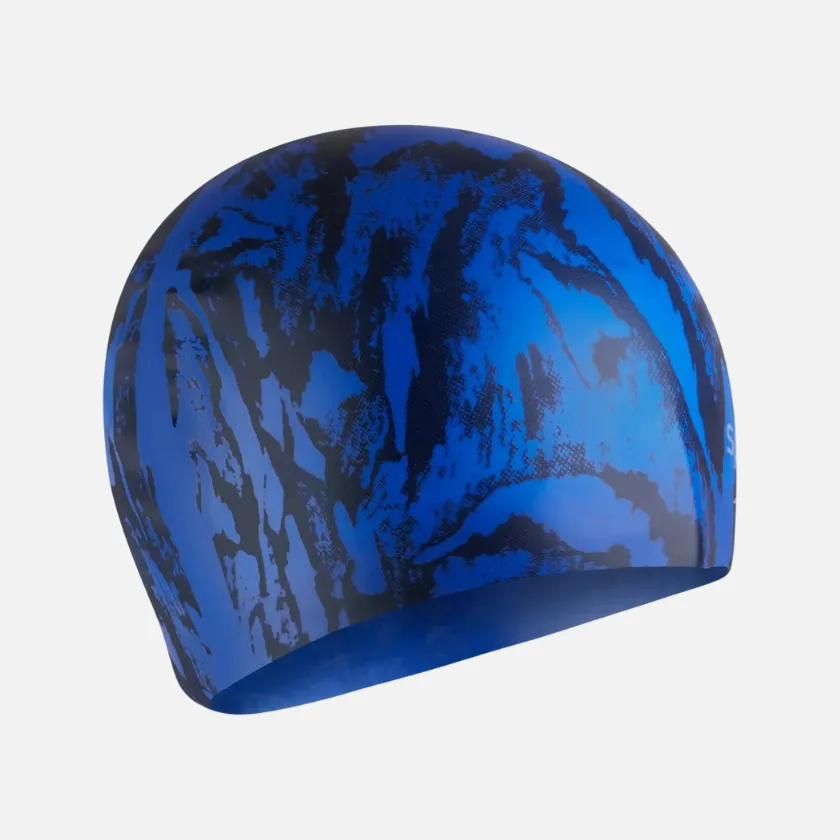 Speedo Printed Adult Long Hair Cap -Blue/Navy
