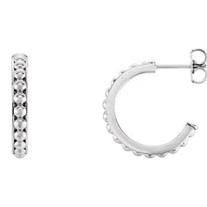 Sterling Silver 18 mm J-Hoop Beaded Earrings
