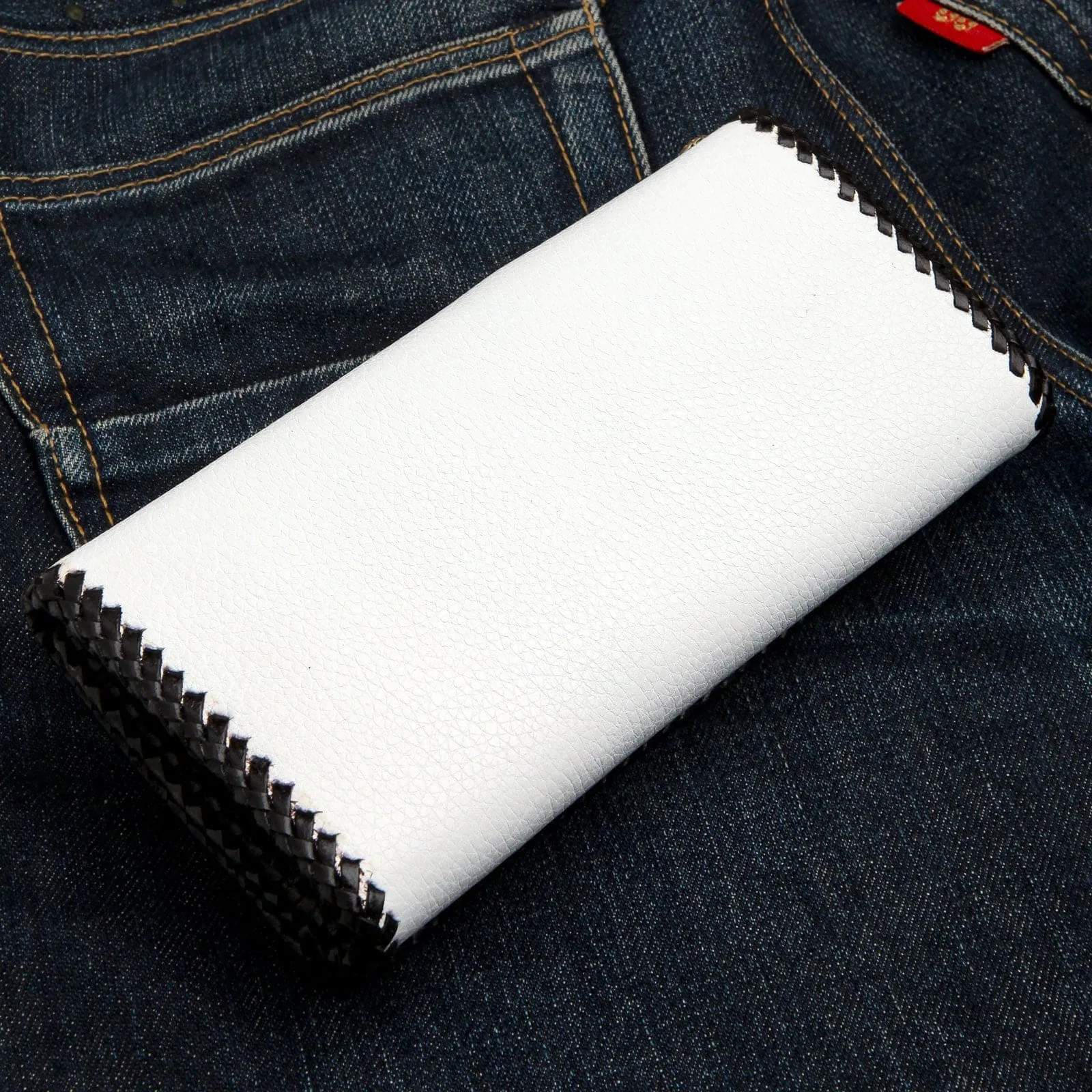 Stingray Cross Carved White Leather Biker Wallet